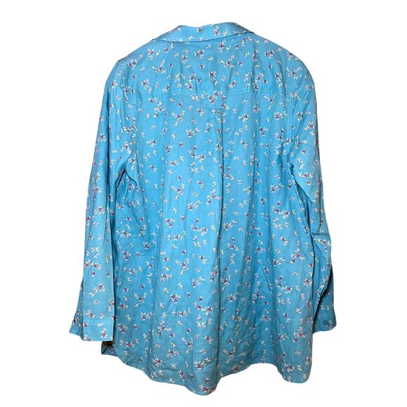 Talbots - Petite Large - Bright Blue Floral Blouse - Excellent Condition! - Picture 2 of 14